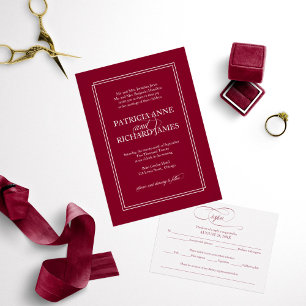 Burgundy Marsala Simple Elegant Formal Wedding Invitation