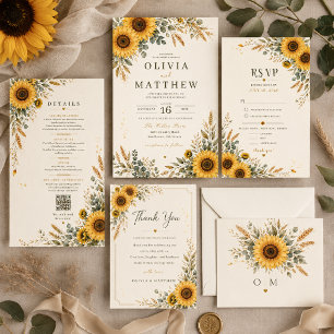 Sunflower Countryside Save the Date Card