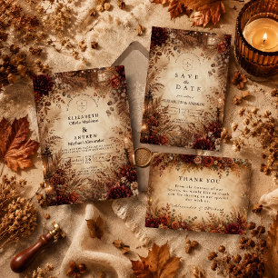 Elegant Rustic Autumn Wedding RSVP Card