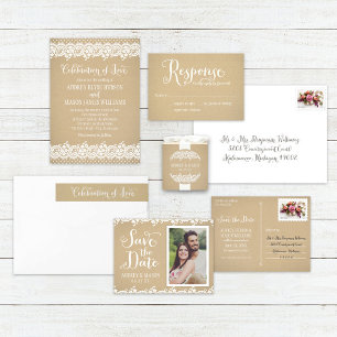 Rustic Kraft Celebration of Love Wedding Address Wrap Around Label