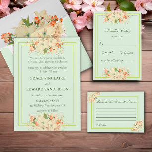 Pink Cherry Blossoms ,  Wedding All In One All In One Invitation