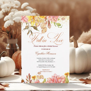 Fall in Love Autumn Floral Romance Bridal Shower Paper Plate