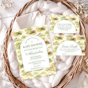 Vintage Farm Tractor Countryside Diapper Raffle Enclosure Card