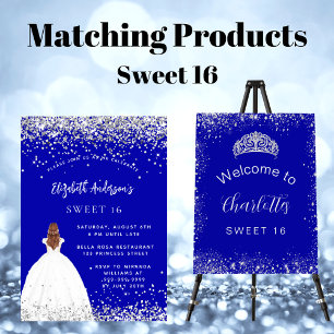 Masquerade royal blue silver Sweet 16 party Invitation