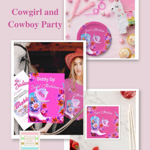 Birthday Cowboy Boys Age Party Invitation