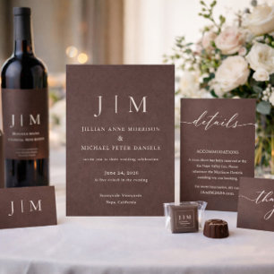 Chocolate Brown Beige Formal social media Wedding Square Sticker