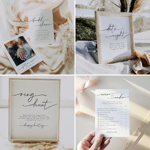 Elegant, Minimalist Personalised Bridal Shower Classic Round Sticker