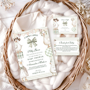 Sage Gingham Silly Goose Diapper Raffle Enclosure Card