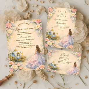 Enchanted Carriage Fairytale Quinceañera Save The Date