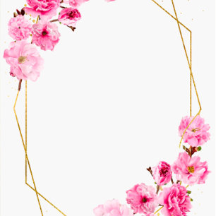 Chic Pink Cherry Blossom Geometric Wedding Shower  Invitation