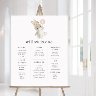 Bunny First Birthday Invitation Pink Balloon