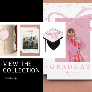 Coquette Pink Bow Photo Graduation Announcement