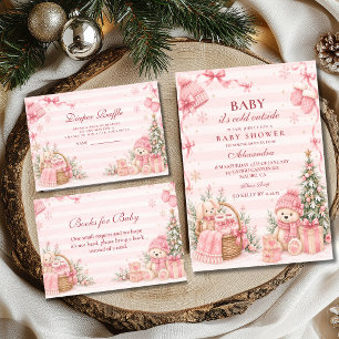 Pink Winter Wonderland Books for Baby Enclosure Card