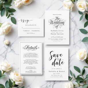 Elegant Simple Black and White QR Code Wedding Save The Date