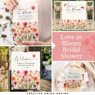 Love In Bloom Bridal Shower Tapestry Backdrop