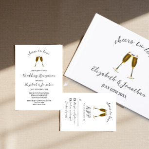 Cheers To Love Champagne Glasses Wedding Reception Invitation