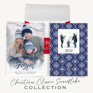 Christmas Calligraphy Script Red Snowflake Pattern Invitation