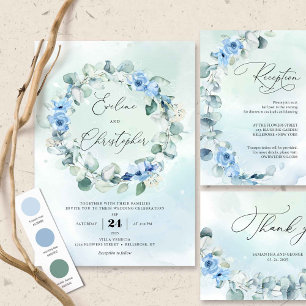 Dusty Blue Green Eucalyptus Wreath Baby Shower Invitation