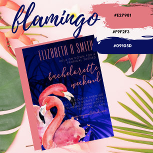 Tropical Flamingos Wedding Invitation Modern