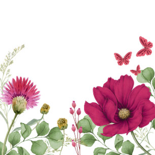 Pink Floral Butterfly  Birthday Invitation