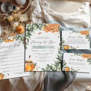 Orange Blossom Honey Bee Baby Shower Invitation