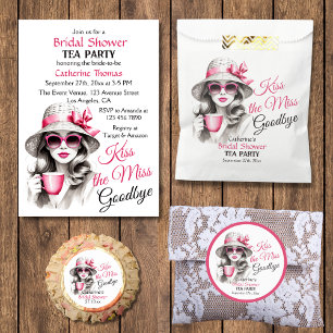Kiss The Miss Goodbye Bridal Shower Tea Party Classic Round Sticker