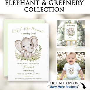 Elephant 1st Birthday Boy Invitation Custom Age