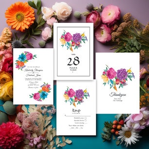 Watercolor Floral Fiesta Wedding Invitation