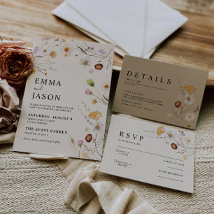 Boho Wildflower Wedding Program Invitation