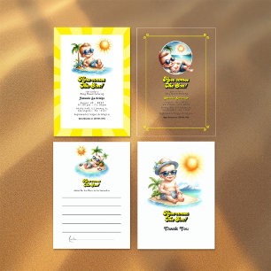 Retro Sunny Beach "Here Comes the Son" Baby Shower Invitation
