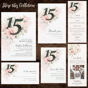 15th Birthday Quinceanera Rustic Floral Modern Invitation