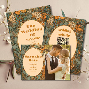 Terracotta Floral Art Nouveau Wedding Menu