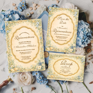 Vintage Coastal Garden Quinceañera Invitation