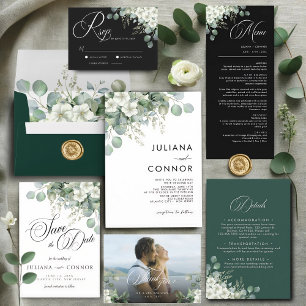 Modern Emerald Greenery Wedding invitation