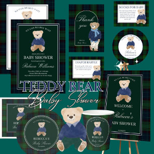 Green plaid teddy bear book request enclosure card