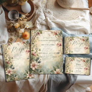 Art Nouveau Inspired Floral Symphony Wedding Enclosure Card