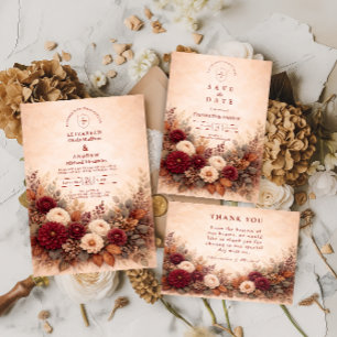 Autumn Garden Floral Wedding Save The Date
