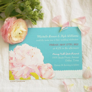Pink Peony Lagoon Wedding Thank You Classic Round Sticker