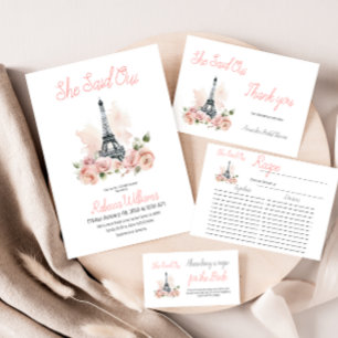 She Said Oui Parisian Floral Bridal Shower Recipe Enclosure Card