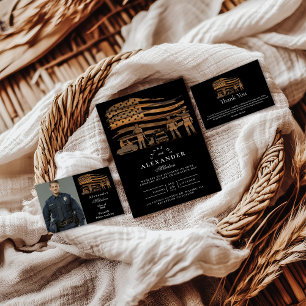 Thin Blue Line Rustic Police Graduation Invitation