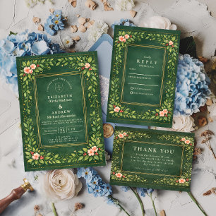 Elegant Vintage Garden Wedding Thank You Card