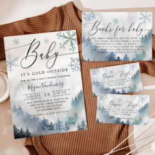 Baby It's Cold Outside Winter Mountain Baby Shower Invitation