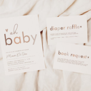 Neutral Modern Oh Baby Gender Neutral Book Request Enclosure Card