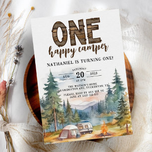 One Happy Camper Rustic Birthday Thank You Classic Round Sticker