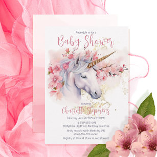 Mystical Unicorn   Pink Floral Girl Baby Shower Napkin