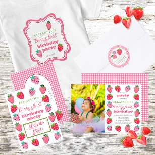Strawberries Girl's Berry First Birthday Party Baby T-Shirt