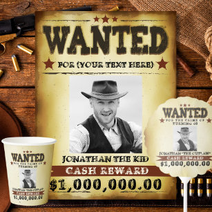 Funny Birthday Wanted Poster, Add Your Photo Text Poster