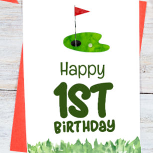 Golf 1st birthday one year old golfer with cart wrapping paper