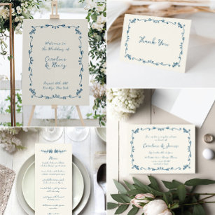 Sweet Whimsical Handwritten Illustrated Wedding Invitation