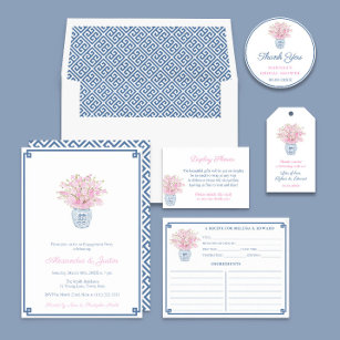 Chinoiserie Chic Blush and Navy Wedding Shower Gif Gift Tags